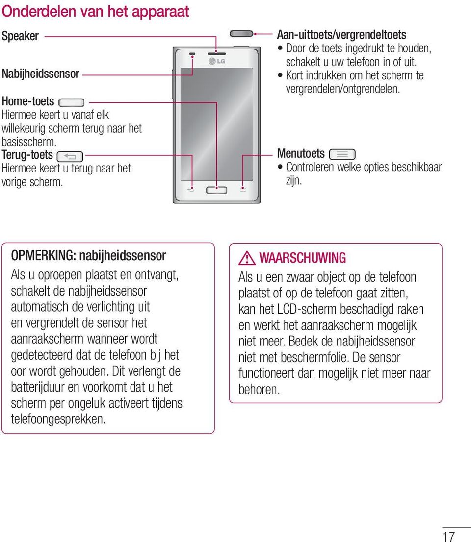 Menutoets Controleren welke opties beschikbaar zijn.