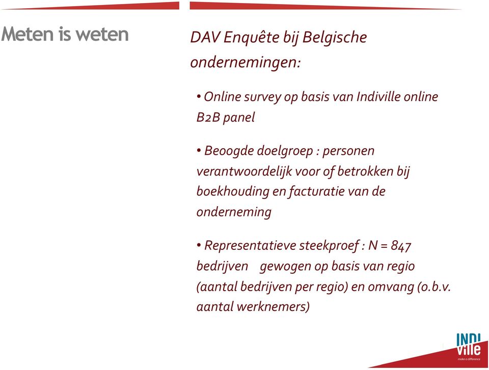 bij boekhouding en facturatie van de onderneming Representatieve steekproef : N = 847