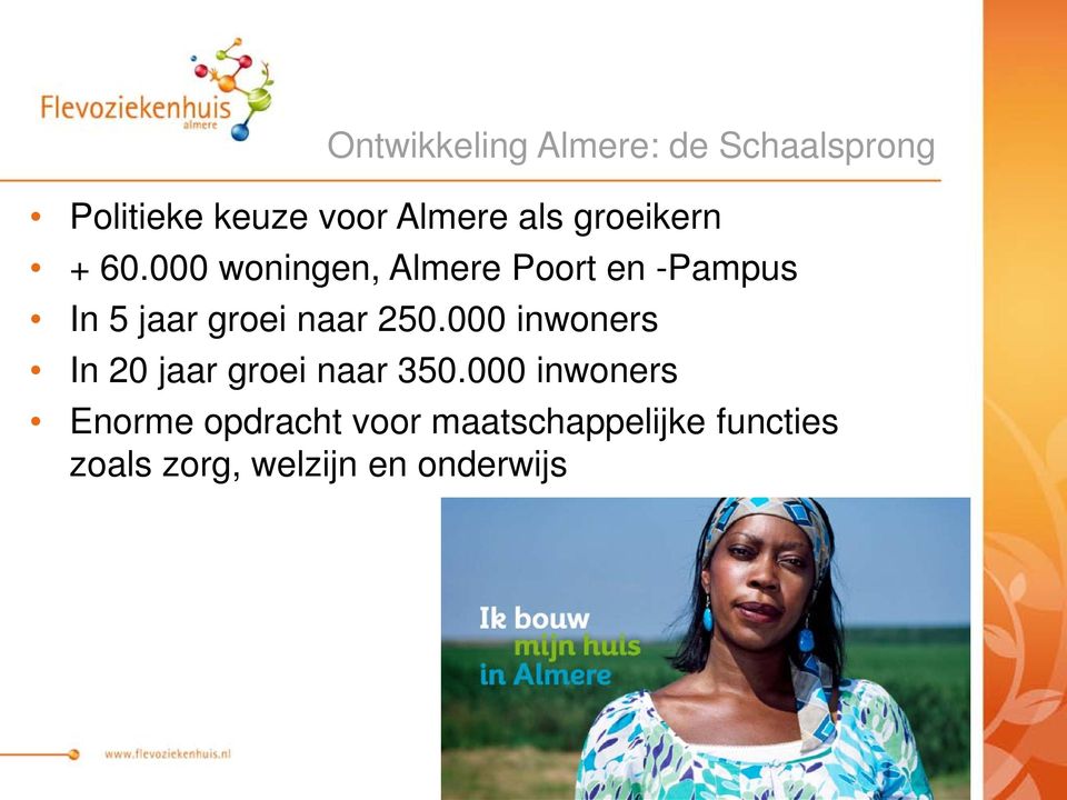 000 woningen, Almere Poort en -Pampus In 5 jaar groei naar 250.