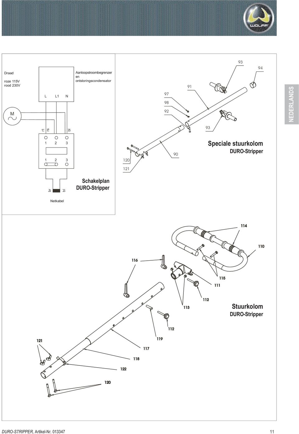 Speciale stuukolom DURO-Stippe 121 b bl Schakelplan DURO-Stippe Schaltplan 21.09.