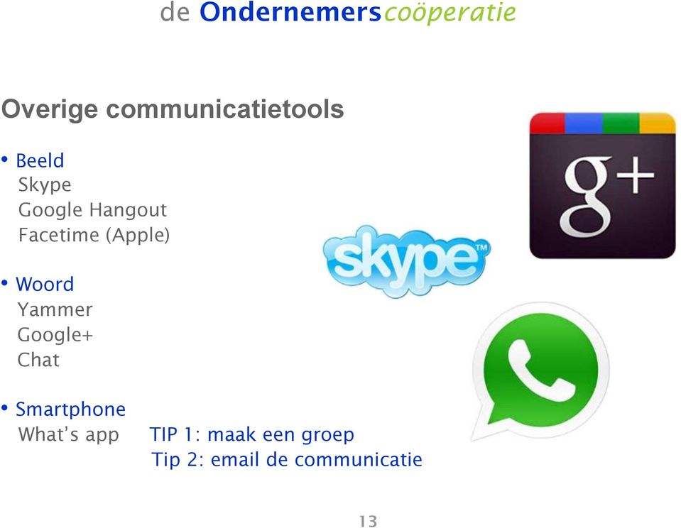Yammer Google+ Chat Smartphone What s app