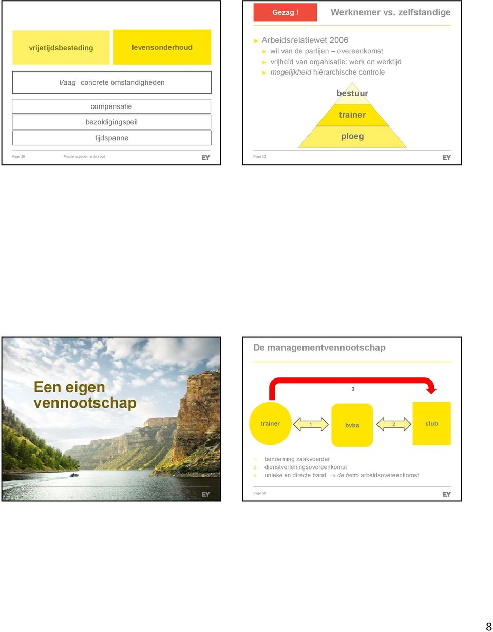 2006 wil van de partijen overeenkomst vrijheid van organisatie: werk en werktijd mogelijkheid hiërarchische controle bestuur trainer