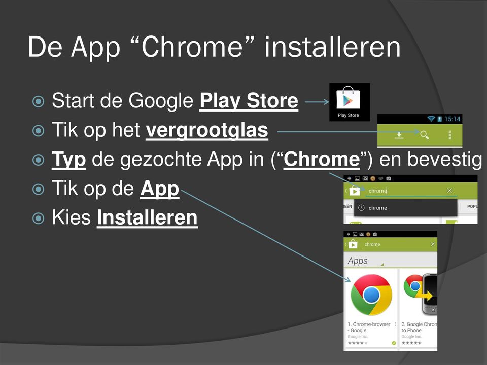 vergrootglas Typ de gezochte App in (