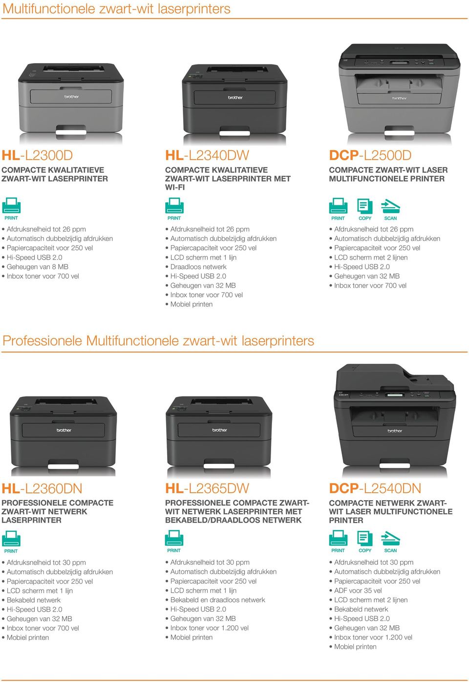 zwart-wit laerprinter HL-L2360DN Profeionele Compacte ZWART-WIT Netwerk Laerprinter HL-L2365DW Profeionele Compacte ZWART- WIT Netwerk Laerprinter MET