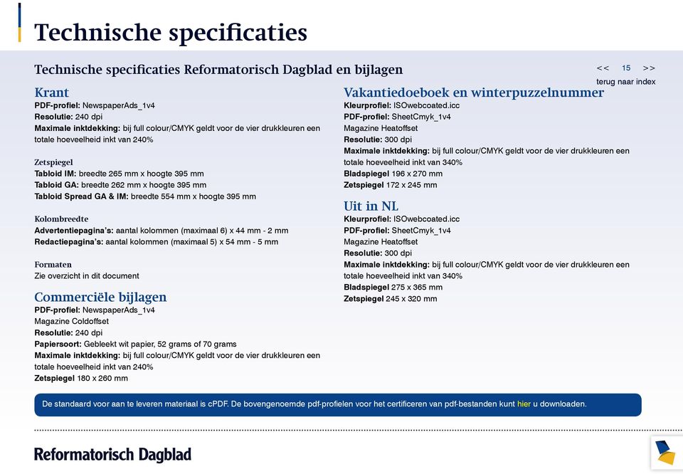 395 mm Kolombreedte Advertentiepagina s: aantal kolommen (maximaal 6) x 44 mm - 2 mm Redactiepagina s: aantal kolommen (maximaal 5) x 54 mm - 5 mm Formaten Zie overzicht in dit document Commerciële