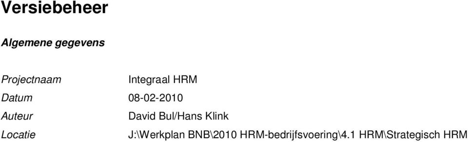 Bul/Hans Klink Locatie J:\Werkplan BNB\2010