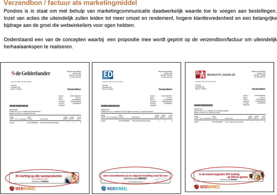 Inzet van acties die uiteindelijk zullen leiden tot meer omzet en rendement, hogere klanttevredenheid en een