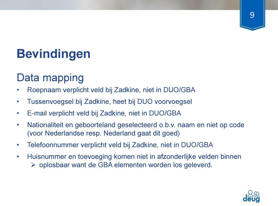 Nederland gaat dit goed) Telefoonnummer verplicht veld bij Zadkine, niet in DUO/GBA Huisnummer en toevoeging komen niet