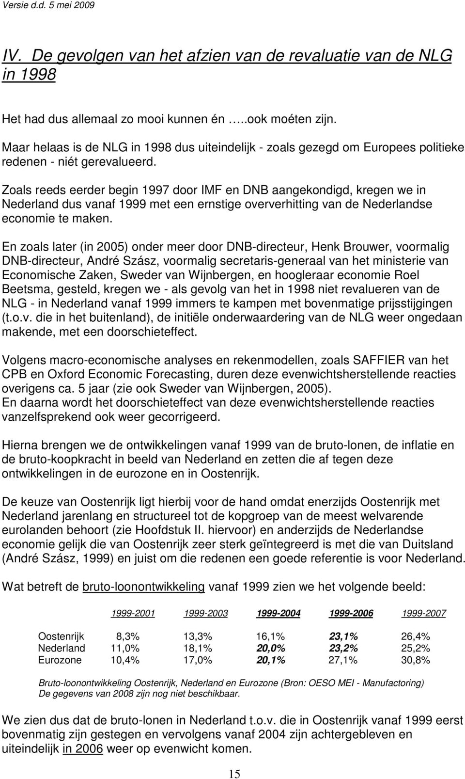 Zoals reeds eerder begin 1997 door IMF en DNB aangekondigd, kregen we in Nederland dus vanaf 1999 met een ernstige oververhitting van de Nederlandse economie te maken.