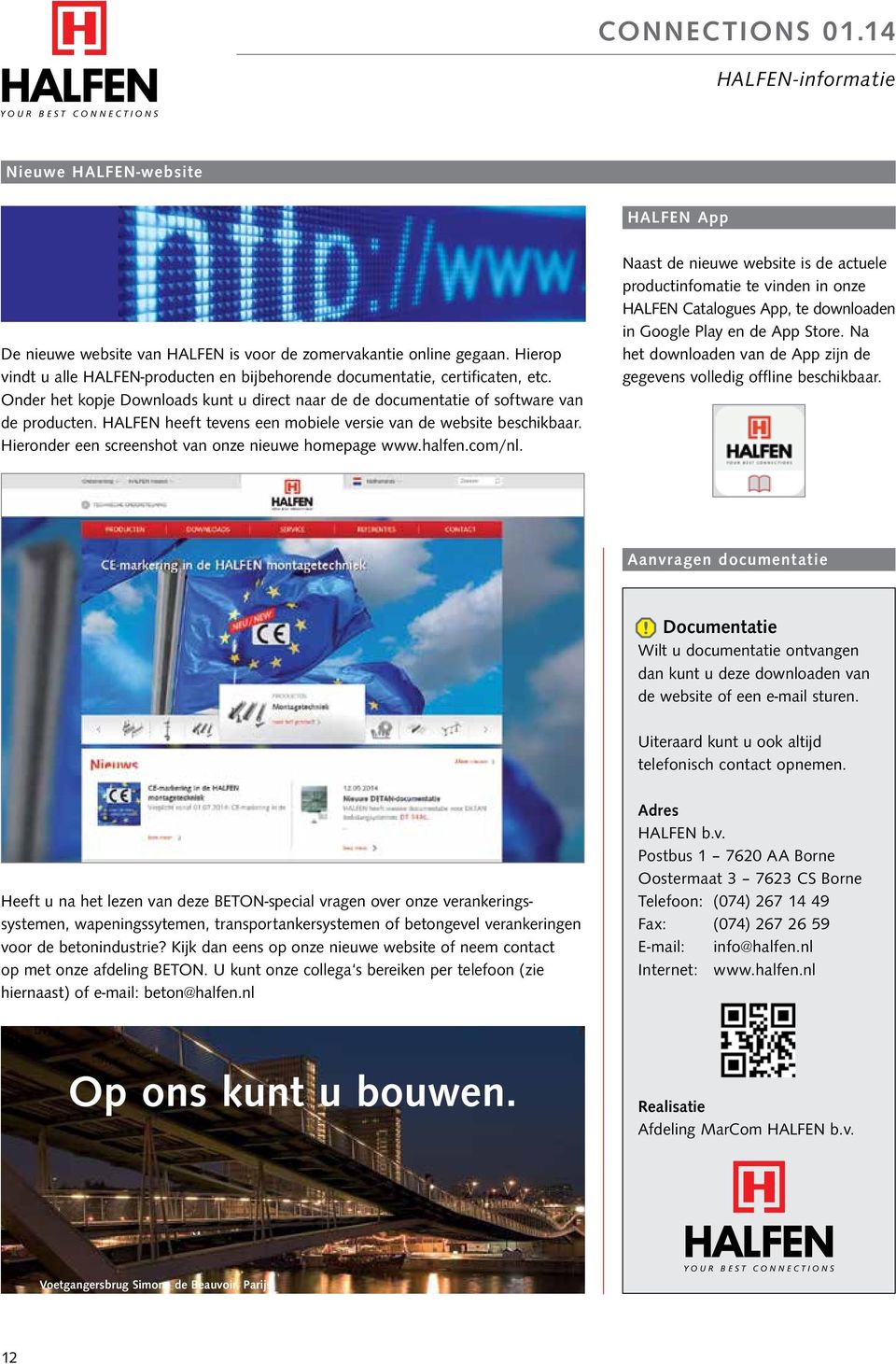 HALFEN heeft tevens een mobiele versie van de website beschikbaar. Hieronder een screenshot van onze nieuwe homepage www.halfen.com/nl.