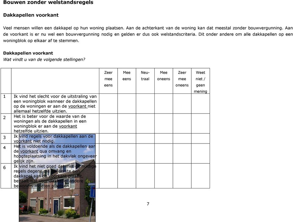 Dakkapellen voorkant Wat vindt u van de volgende stellingen?