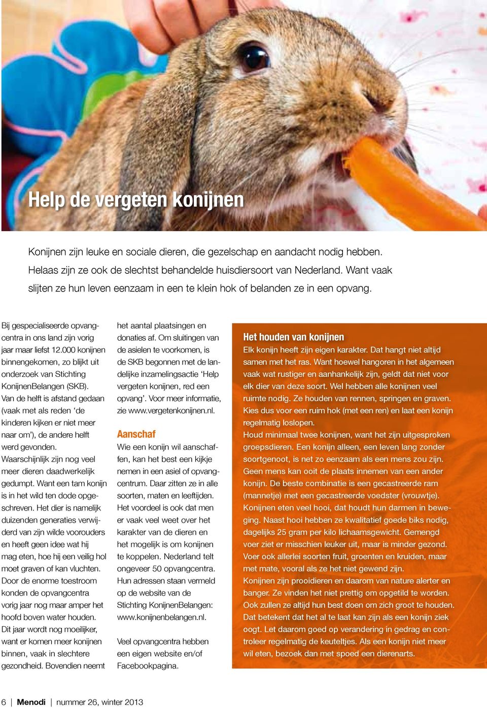 000 konijnen binnengekomen, zo blijkt uit onderzoek van Stichting KonijnenBelangen (SKB).