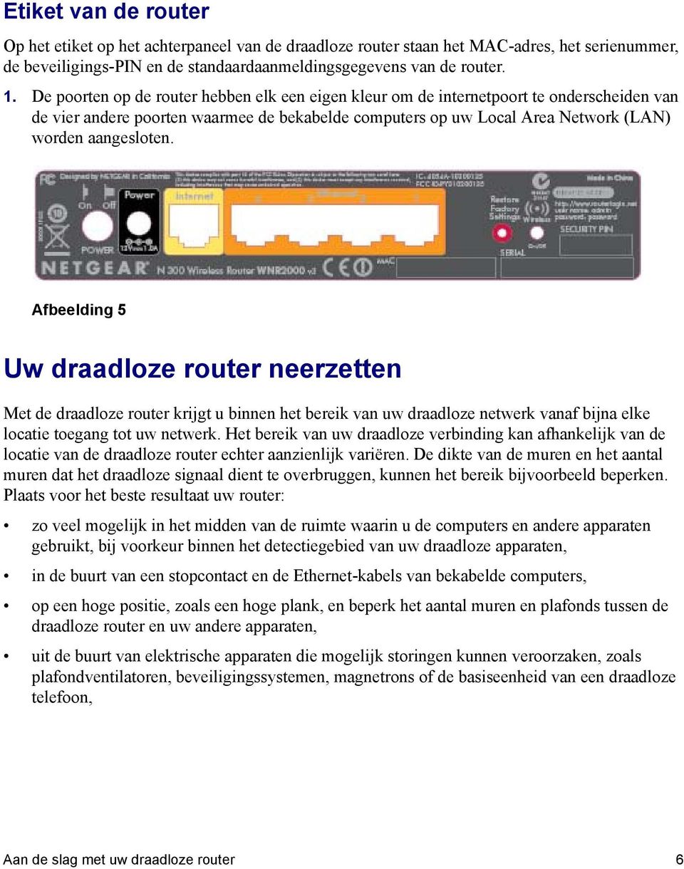 Afbeelding 5 Uw draadloze router neerzetten Met de draadloze router krijgt u binnen het bereik van uw draadloze netwerk vanaf bijna elke locatie toegang tot uw netwerk.