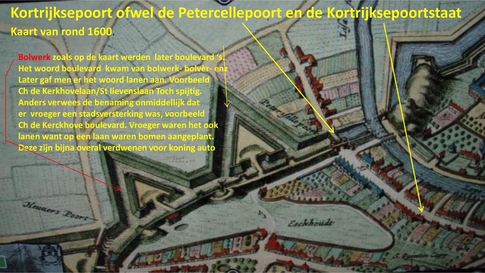 Het woord boulevard kwam van bolwerk- bolvèr- enz Later gaf men er het woord lanen aan.