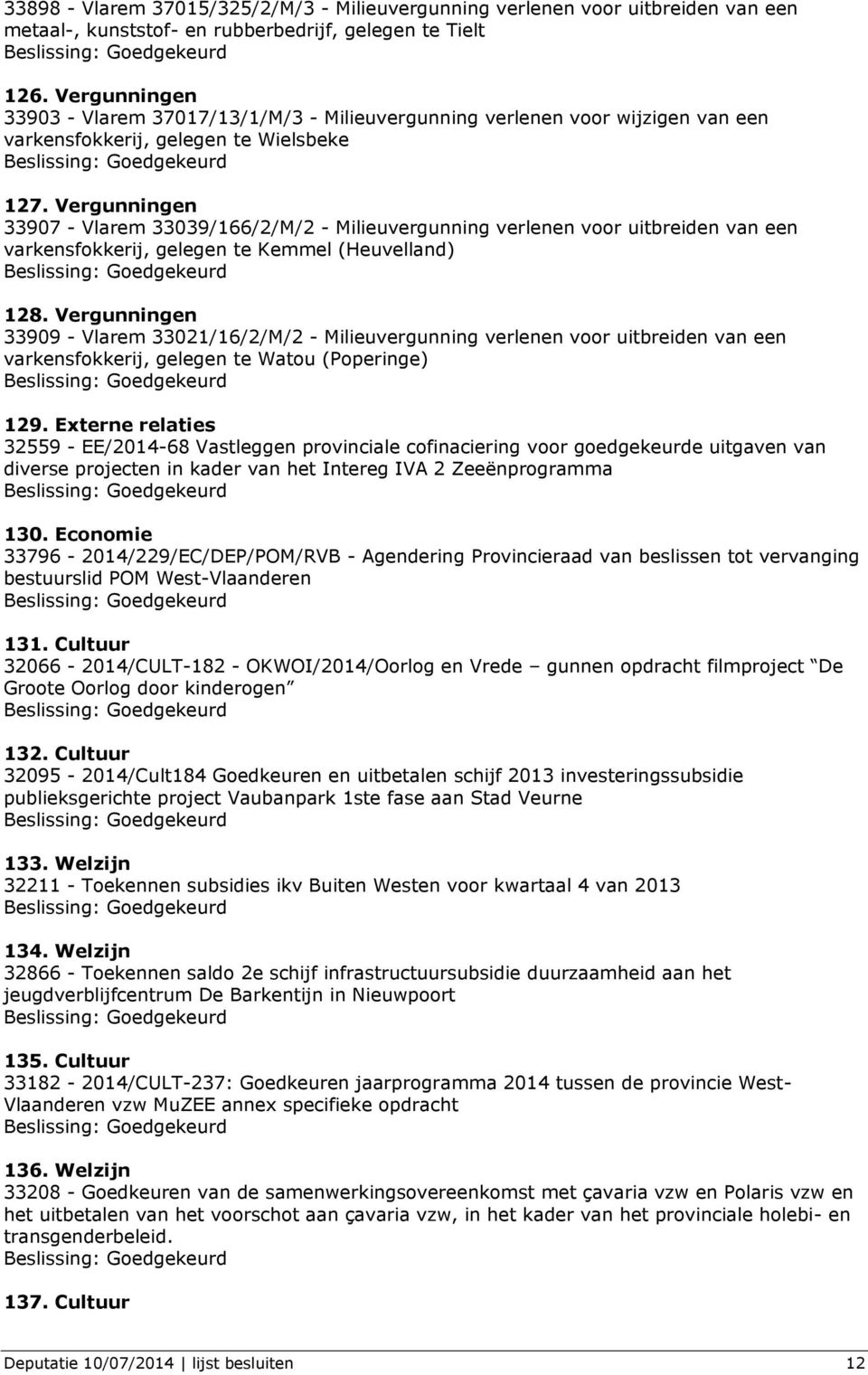 Vergunningen 33907 - Vlarem 33039/166/2/M/2 - Milieuvergunning verlenen voor uitbreiden van een varkensfokkerij, gelegen te Kemmel (Heuvelland) 128.