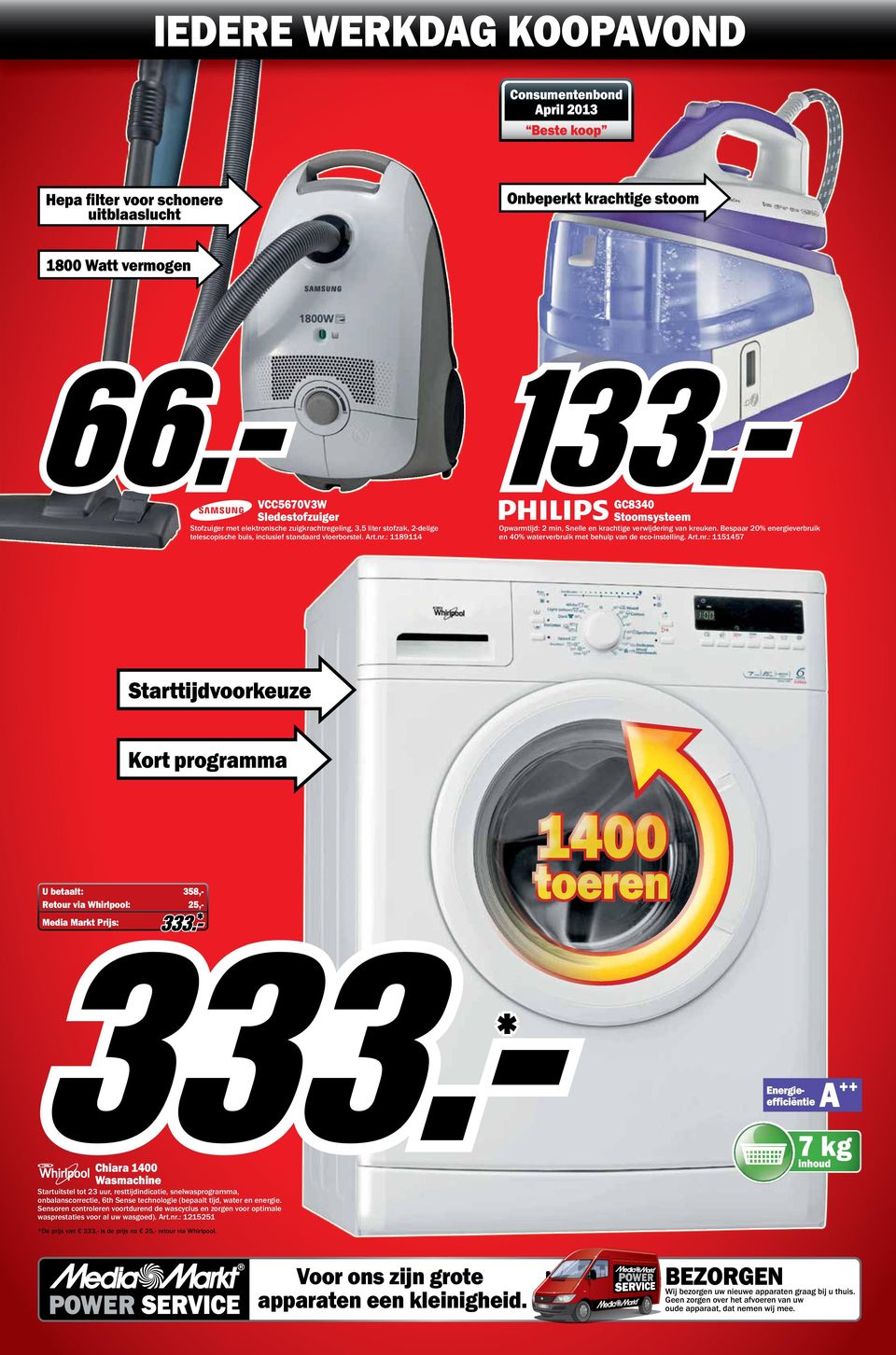 Ssr crlr vrdurd d wscyclus zrg vr piml wsprsis vr l uw wsgd). Ar.r.: 1215251 *D prijs v 333,- is d prijs 25,- rur vi Whirlpl. 7 kg ihud Vr s zij gr ppr kliighid.