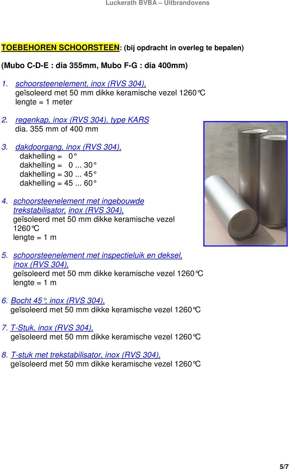 dakdoorgang, inox (RVS 304), dakhelling = 0 dakhelling = 0... 30 dakhelling = 30... 45 dakhelling = 45... 60 4.