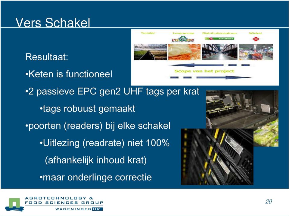 (readers) bij elke schakel Uitlezing (readrate) niet