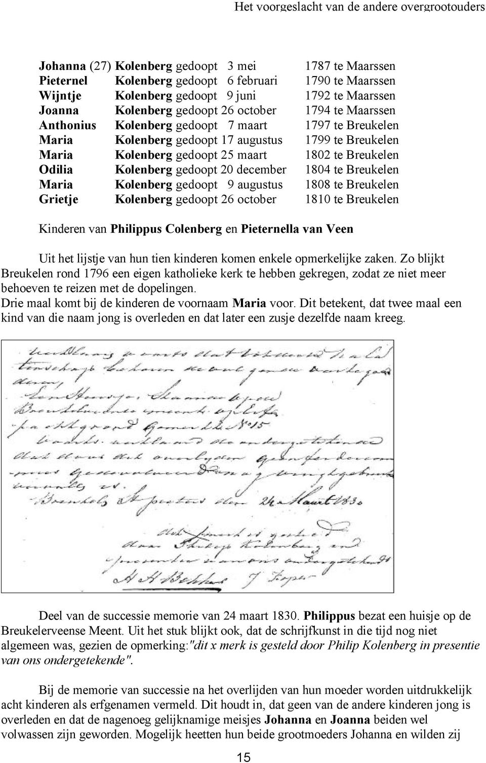 maart 1802 te Breukelen Odilia Kolenberg gedoopt 20 december 1804 te Breukelen Maria Kolenberg gedoopt 9 augustus 1808 te Breukelen Grietje Kolenberg gedoopt 26 october 1810 te Breukelen Kinderen van