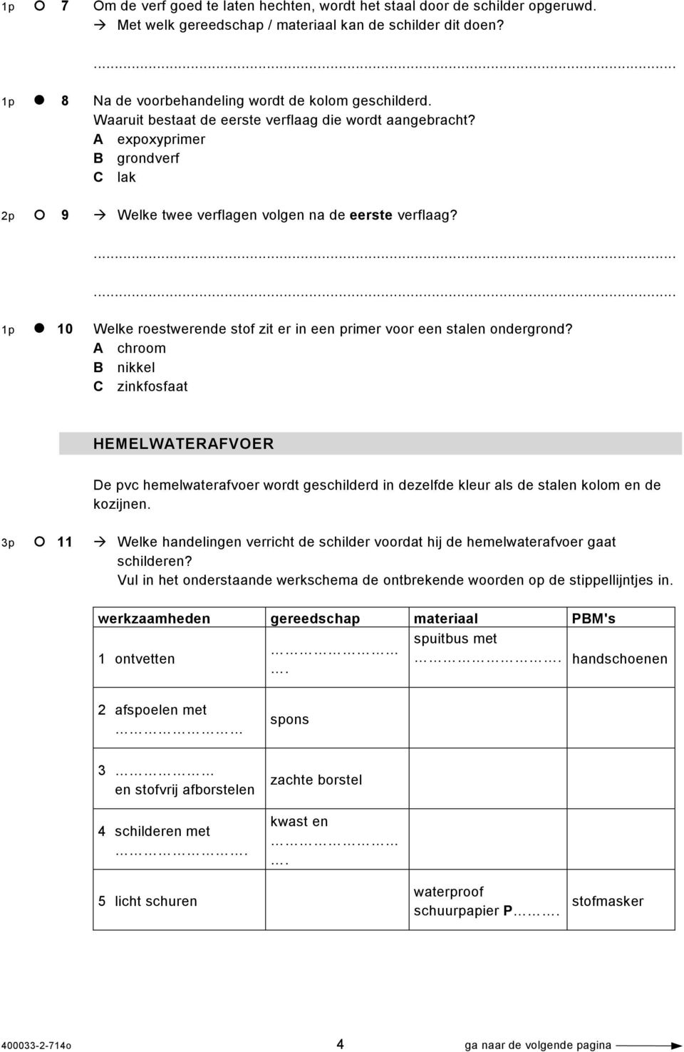 1p 10 Welke roestwerende stof zit er in een primer voor een stalen ondergrond?