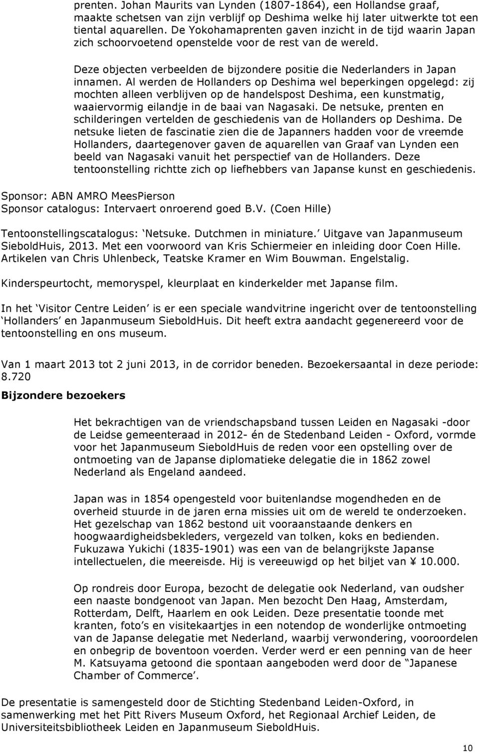 Stichting Sieboldhuis Te Leiden Rapport Betreffende De Jaarrekening Pdf