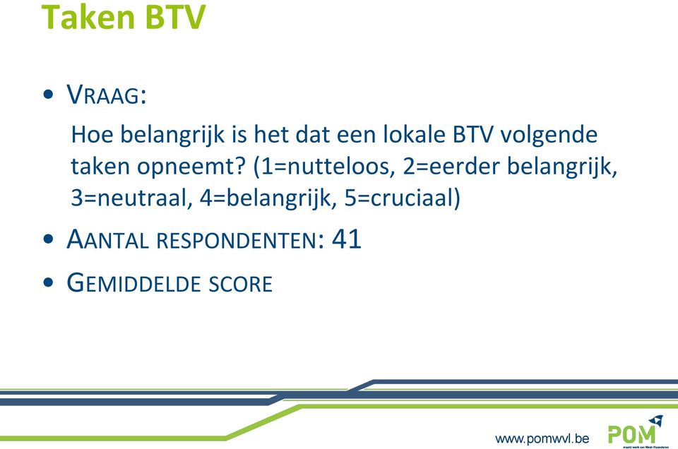 (1=nutteloos, 2=eerder belangrijk, 3=neutraal,