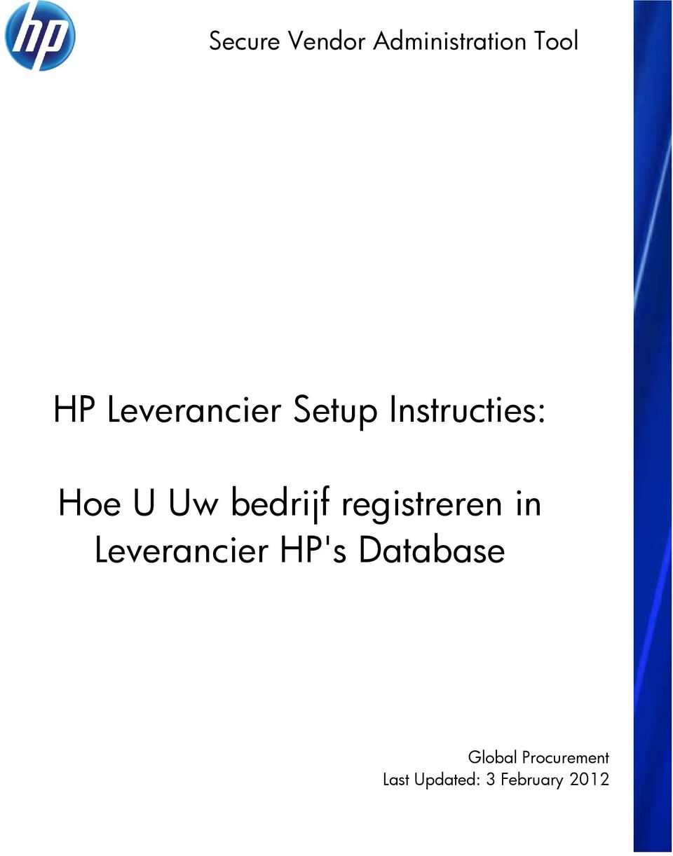 Leverancier HP's Database Global