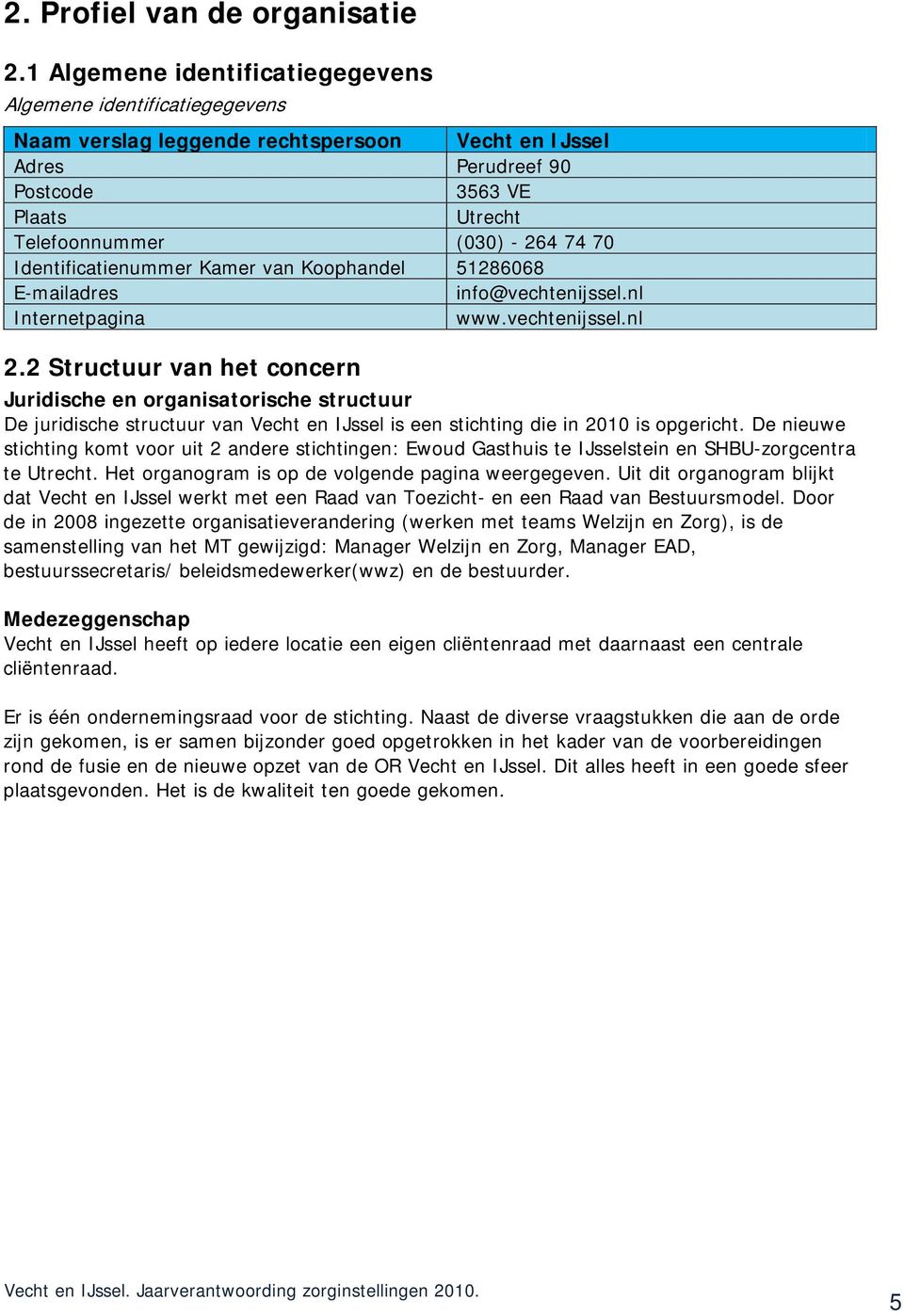 Identificatienummer Kamer van Koophandel 51286068 E-mailadres info@vechtenijssel.nl Internetpagina www.vechtenijssel.nl 2.