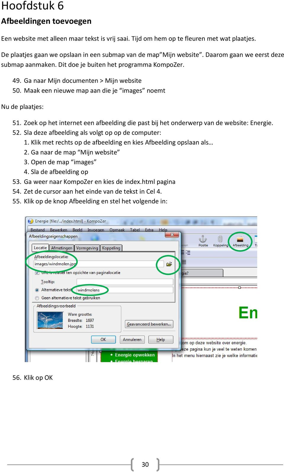 Zoek op het internet een afbeelding die past bij het onderwerp van de website: Energie. 52. Sla deze afbeelding als volgt op op de computer: 1.