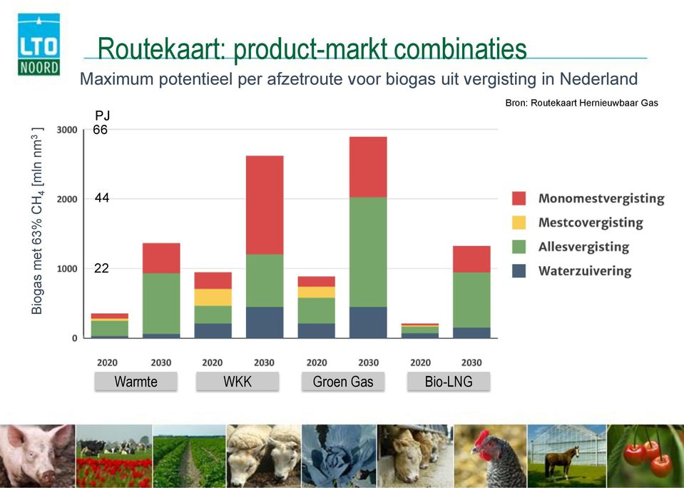 afzetroute voor biogas uit vergisting in Nederland PJ
