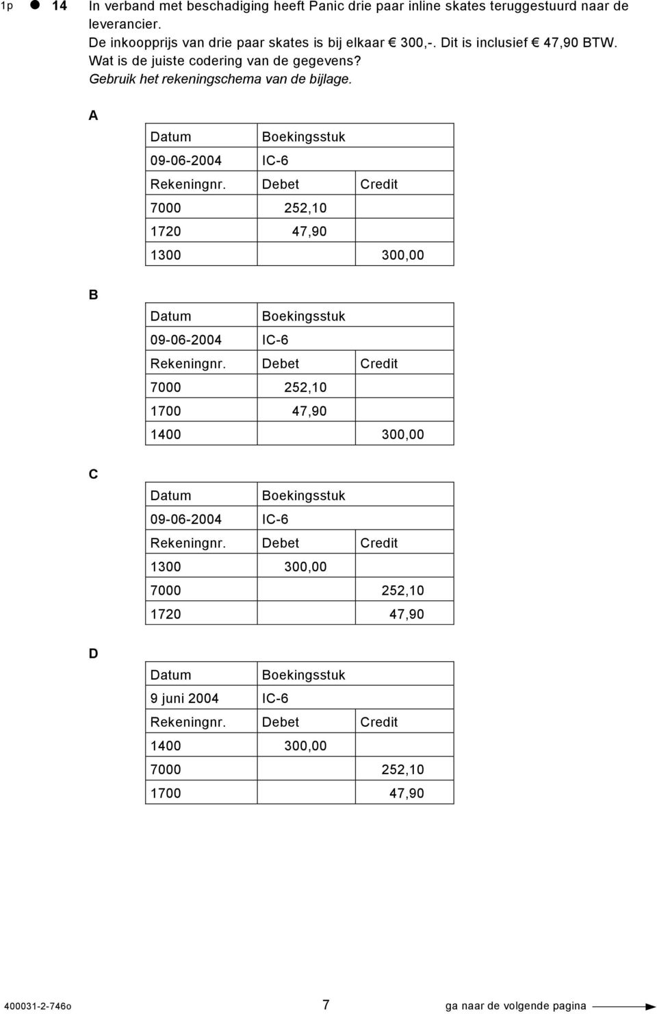 Gebruik het rekeningschema van de bijlage.