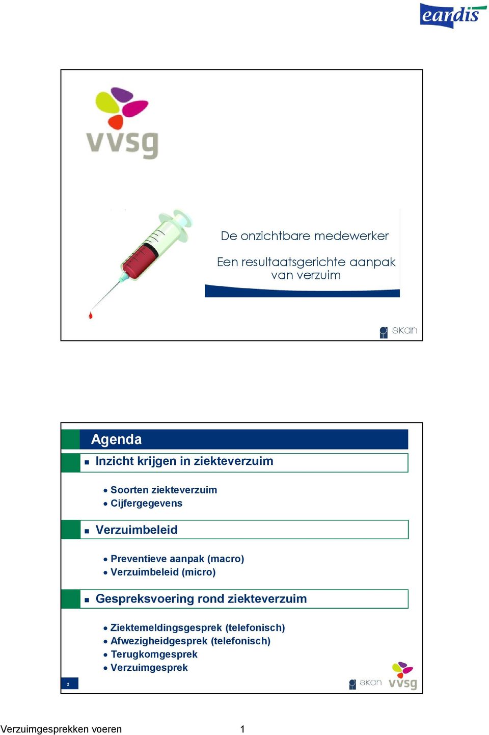 Preventieve aanpak (macro) Verzuimbeleid (micro) Gespreksvoering rond ziekteverzuim