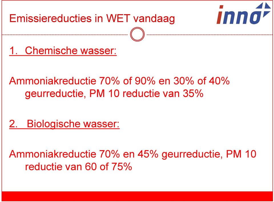 40% geurreductie, PM 10 reductie van 35% 2.