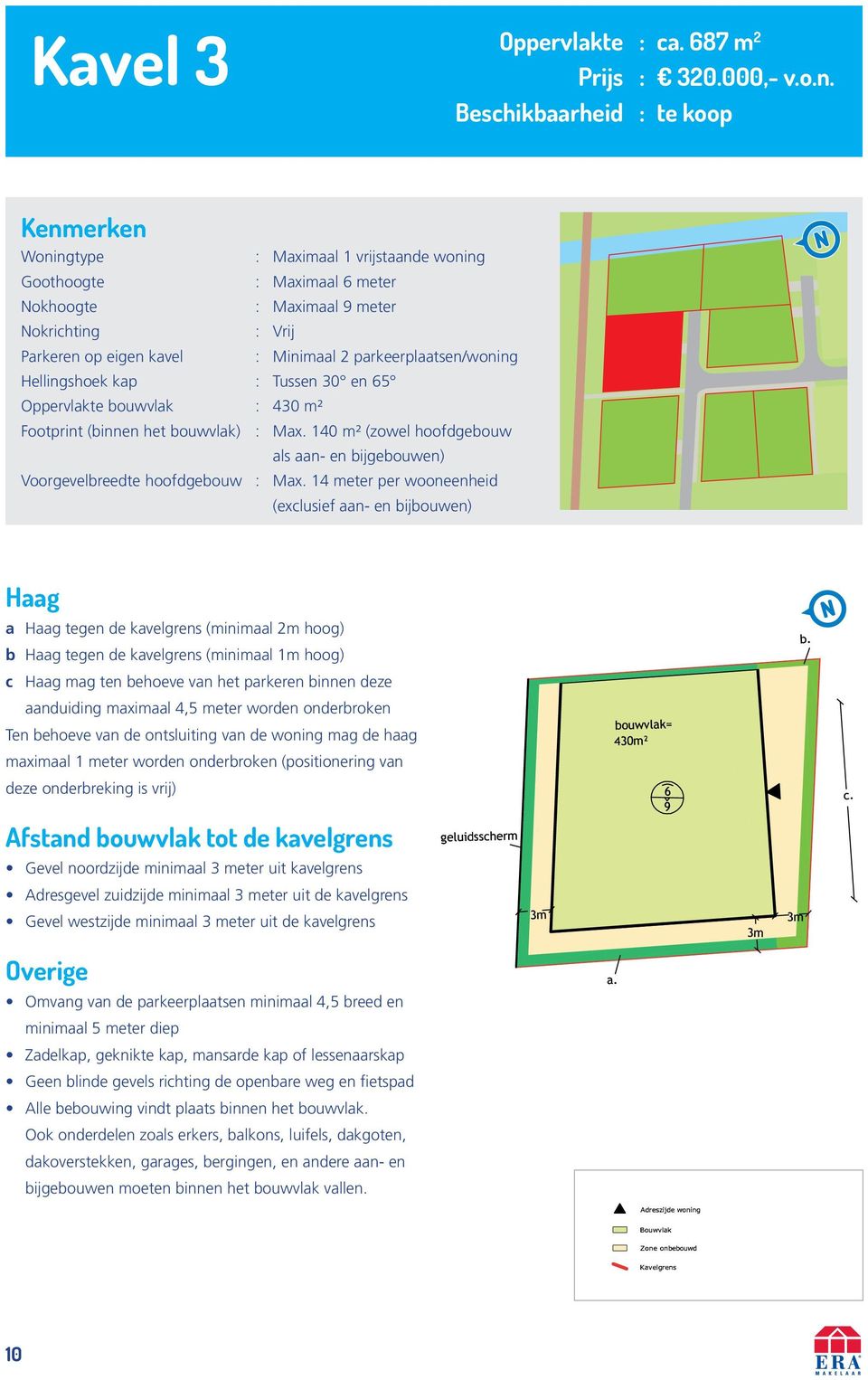 parkeerplaatsen/woning Hellingshoek kap : Tussen 30 en 65 Oppervlakte bouwvlak : 430 m² Footprint (binnen het bouwvlak) : Max.