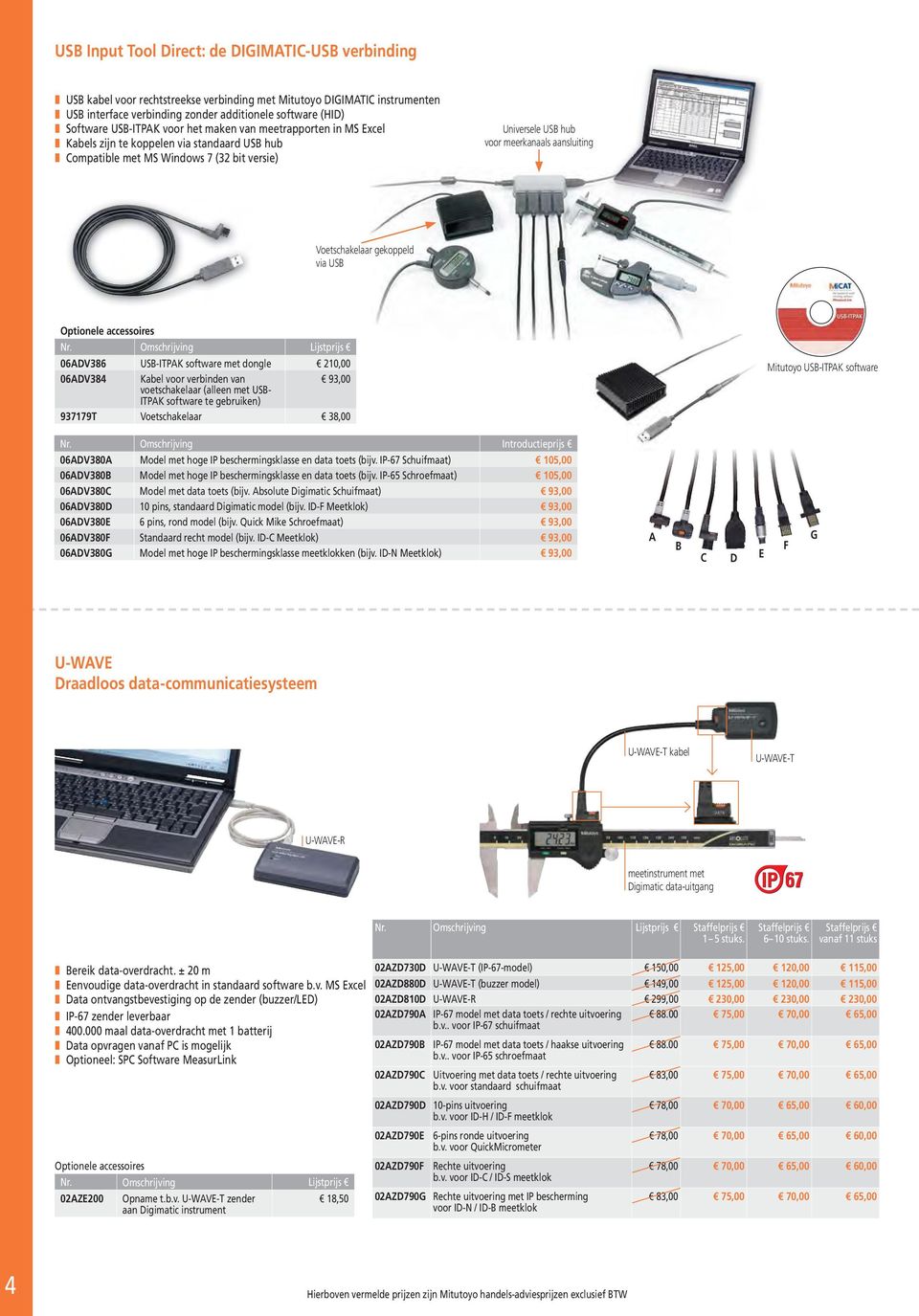 Voetschakelaar gekoppeld via USB Omschrijving Lijstprijs 06ADV386 USB-ITPAK software met dongle 210,00 06ADV384 Kabel voor verbinden van 93,00 voetschakelaar (alleen met USB- ITPAK software te