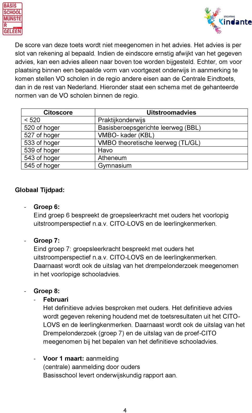 Echter, om voor plaatsing binnen een bepaalde vorm van voortgezet onderwijs in aanmerking te komen stellen VO scholen in de regio andere eisen aan de Centrale Eindtoets, dan in de rest van Nederland.