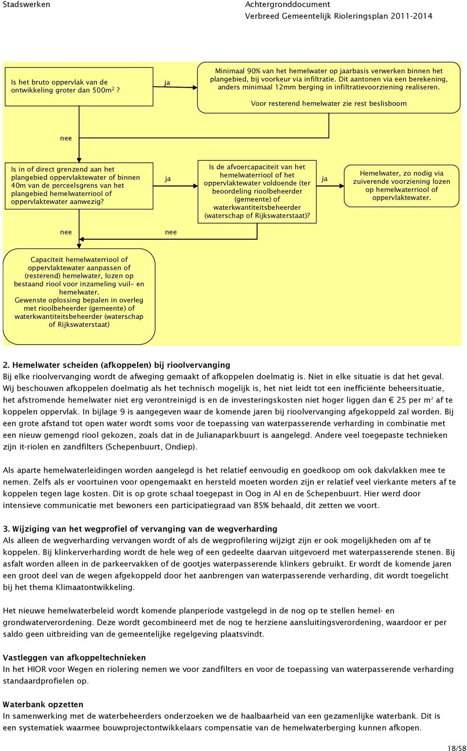 Voor resterend hemelwater zie rest beslisboom nee Is in of direct grenzend aan het plangebied oppervlaktewater of binnen 40m van de perceelsgrens van het plangebied hemelwaterriool of