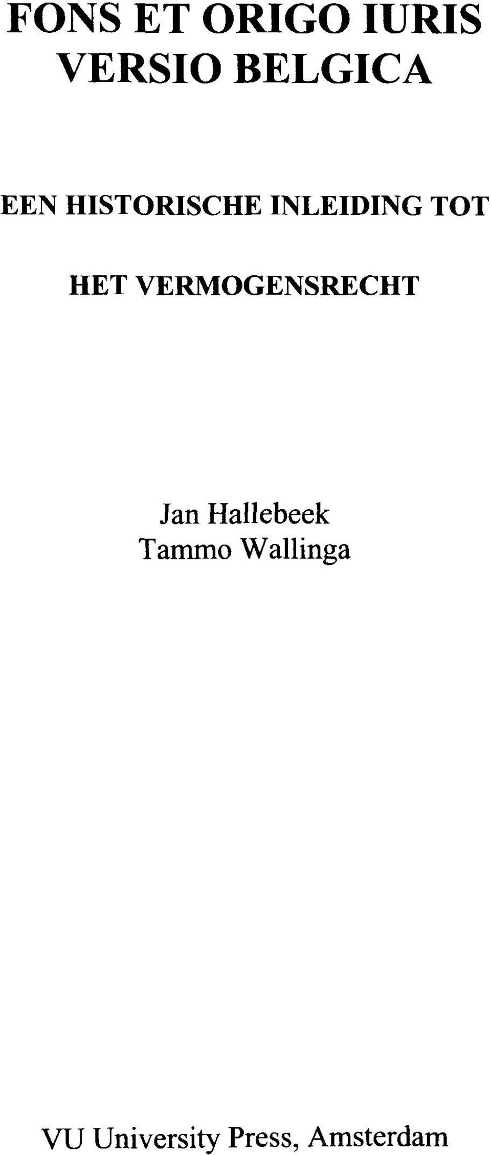 VERMOGENSRECHT Jan Hallebeek Tammo