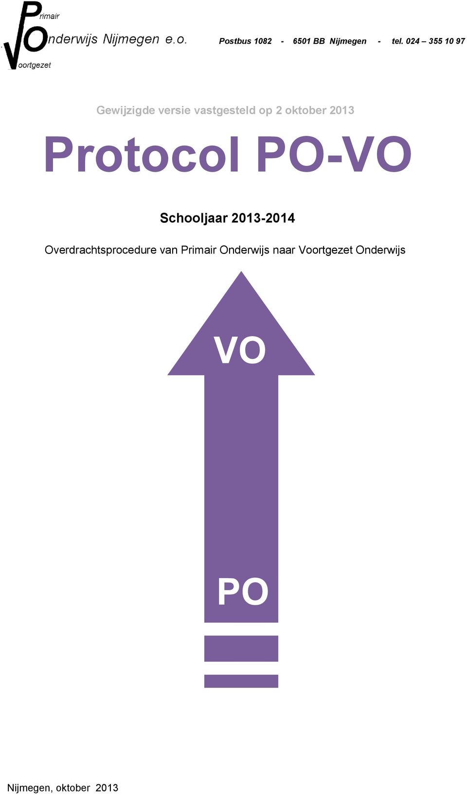 2013 Protocol PO-VO Schooljaar 2013-2014