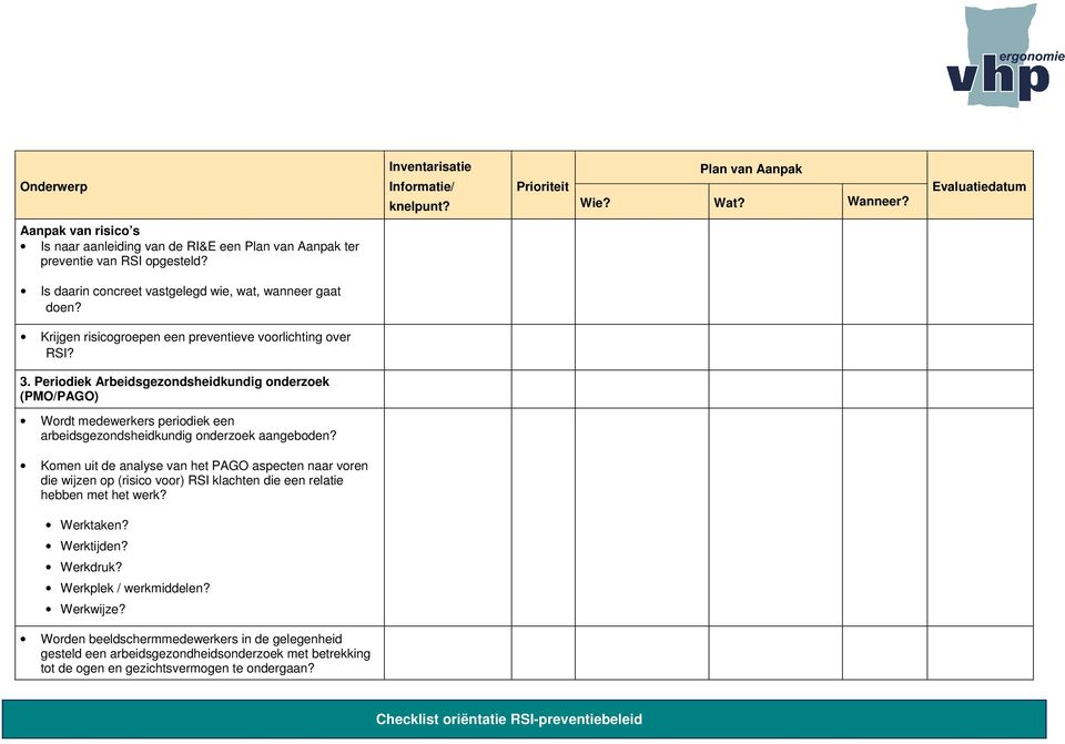 Periodiek Arbeidsgezondsheidkundig onderzoek (PMO/PAGO) Wordt medewerkers periodiek een arbeidsgezondsheidkundig onderzoek aangeboden?