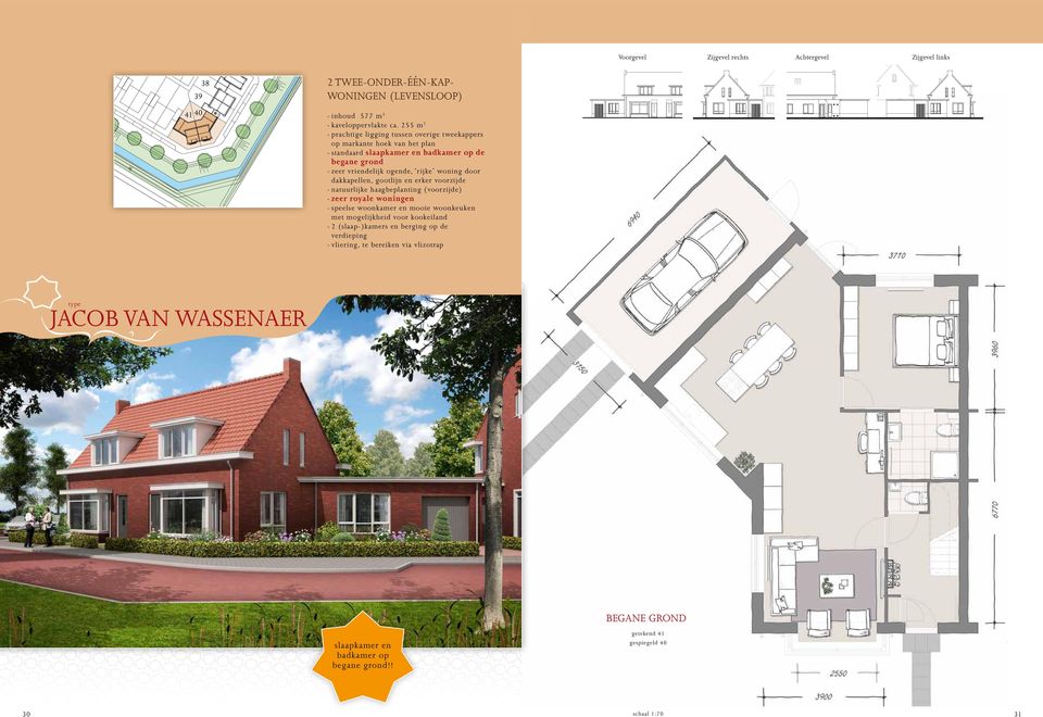 dakkapellen, gootlijn en erker voorzijde - natuurlijke haagbeplanting (voorzijde) - zeer royale woningen - speelse woonkamer en mooie woonkeuken met mogelijkheid voor kookeiland - 2