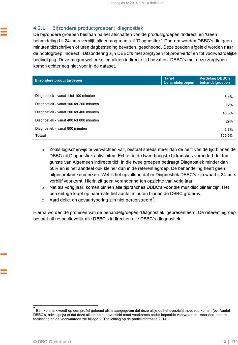 Uitzondering zijn DBBC s met zorgtypen fpt proefverlof en fpt voorwaardelijke beëindiging. Deze mogen wel enkel en alleen indirecte tijd bevatten.