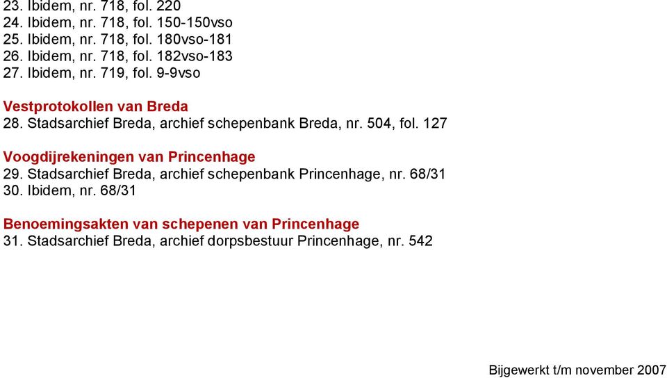 127 Voogdijrekeningen van Princenhage 29. Stadsarchief Breda, archief schepenbank Princenhage, nr. 68/31 30. Ibidem, nr.