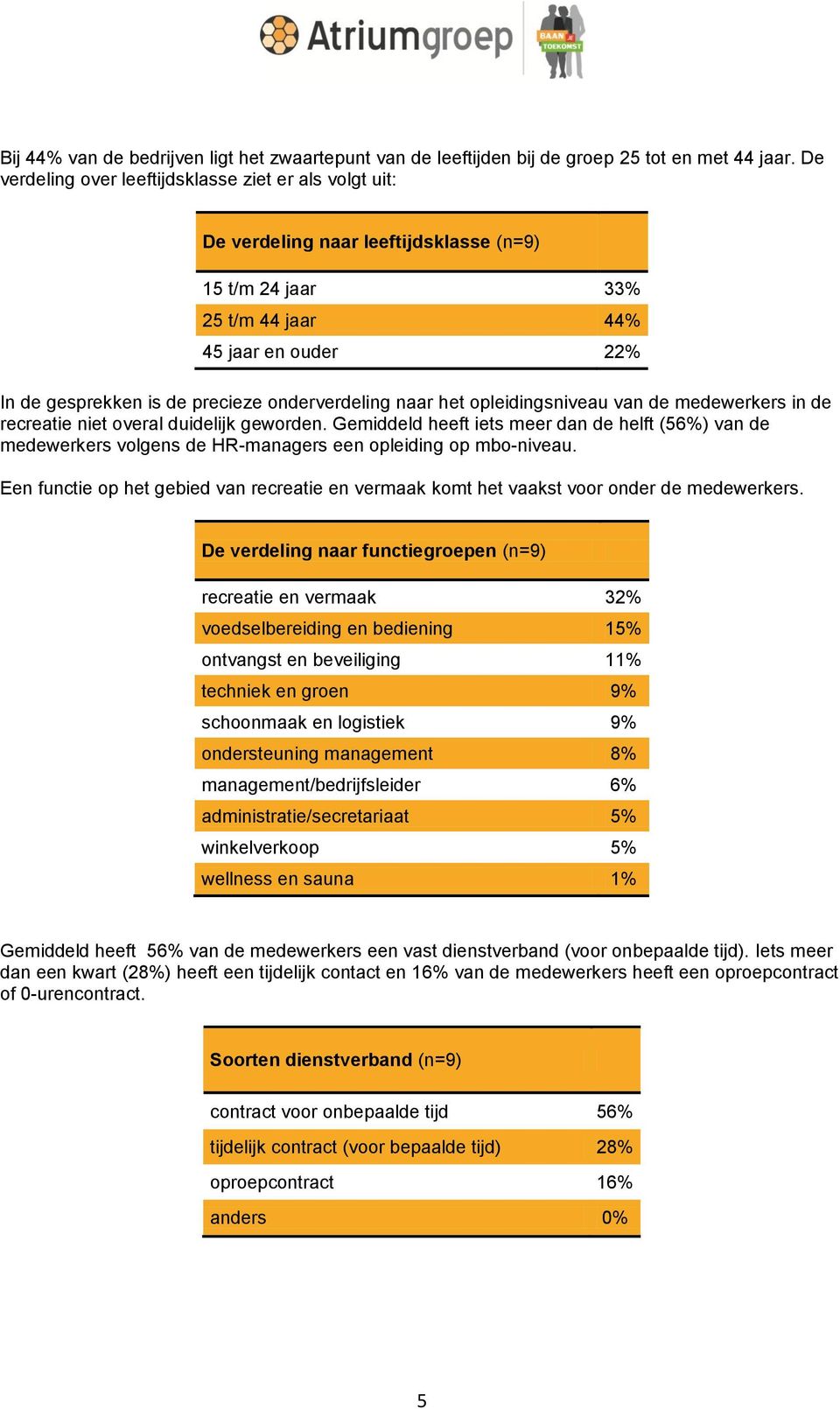 onderverdeling naar het opleidingsniveau van de medewerkers in de recreatie niet overal duidelijk geworden.