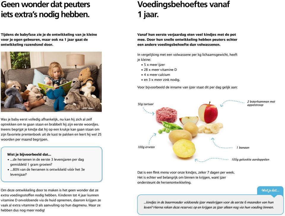 Door hun snelle ontwikkeling hebben peuters echter een andere voedingsbehoefte dan volwassenen.