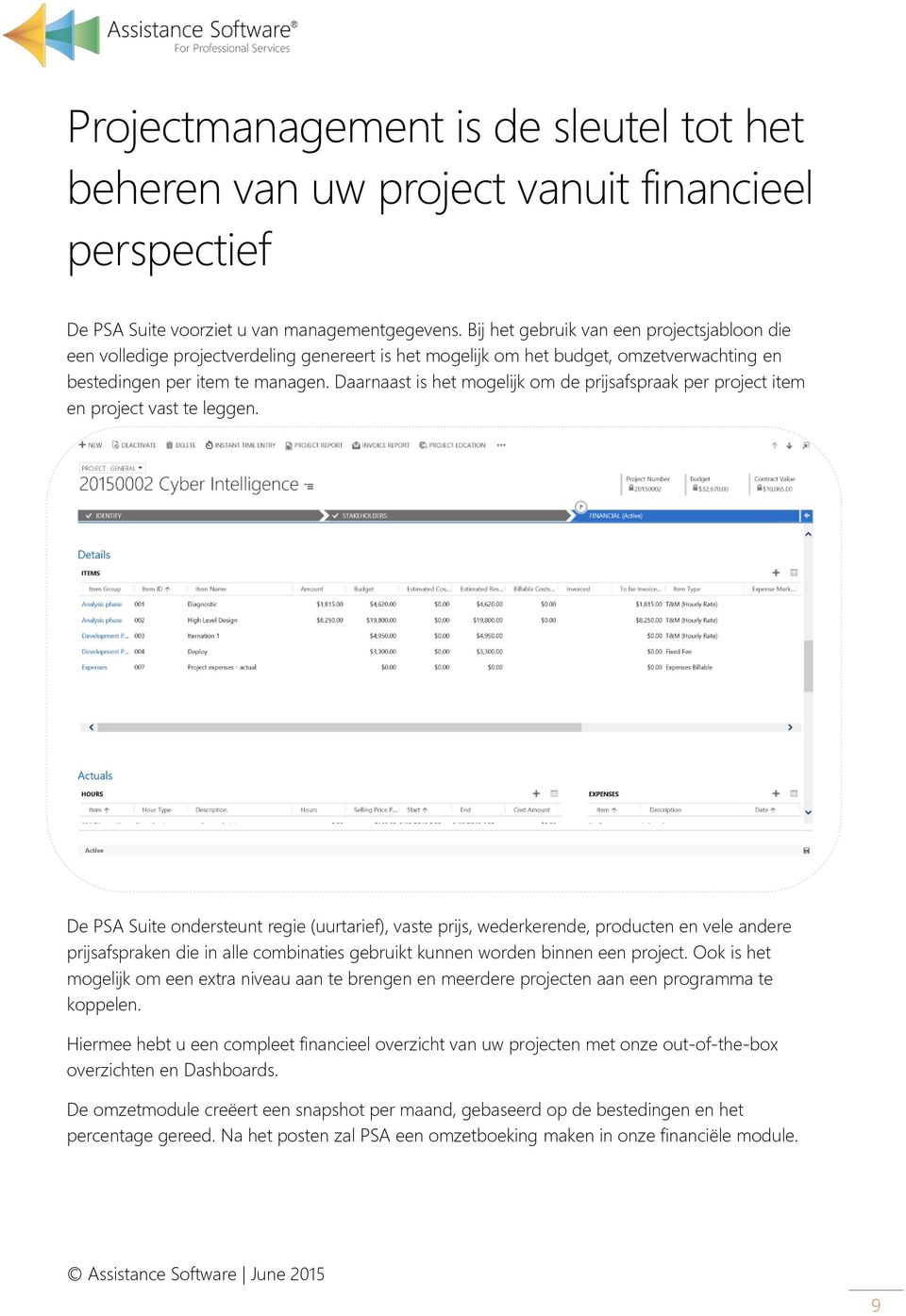 Daarnaast is het mogelijk om de prijsafspraak per project item en project vast te leggen.