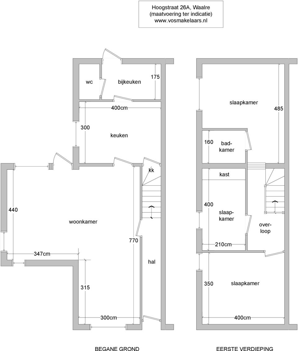 nl wc bijkeuken 175 400cm slaapkamer 485 300 keuken 160 badkamer