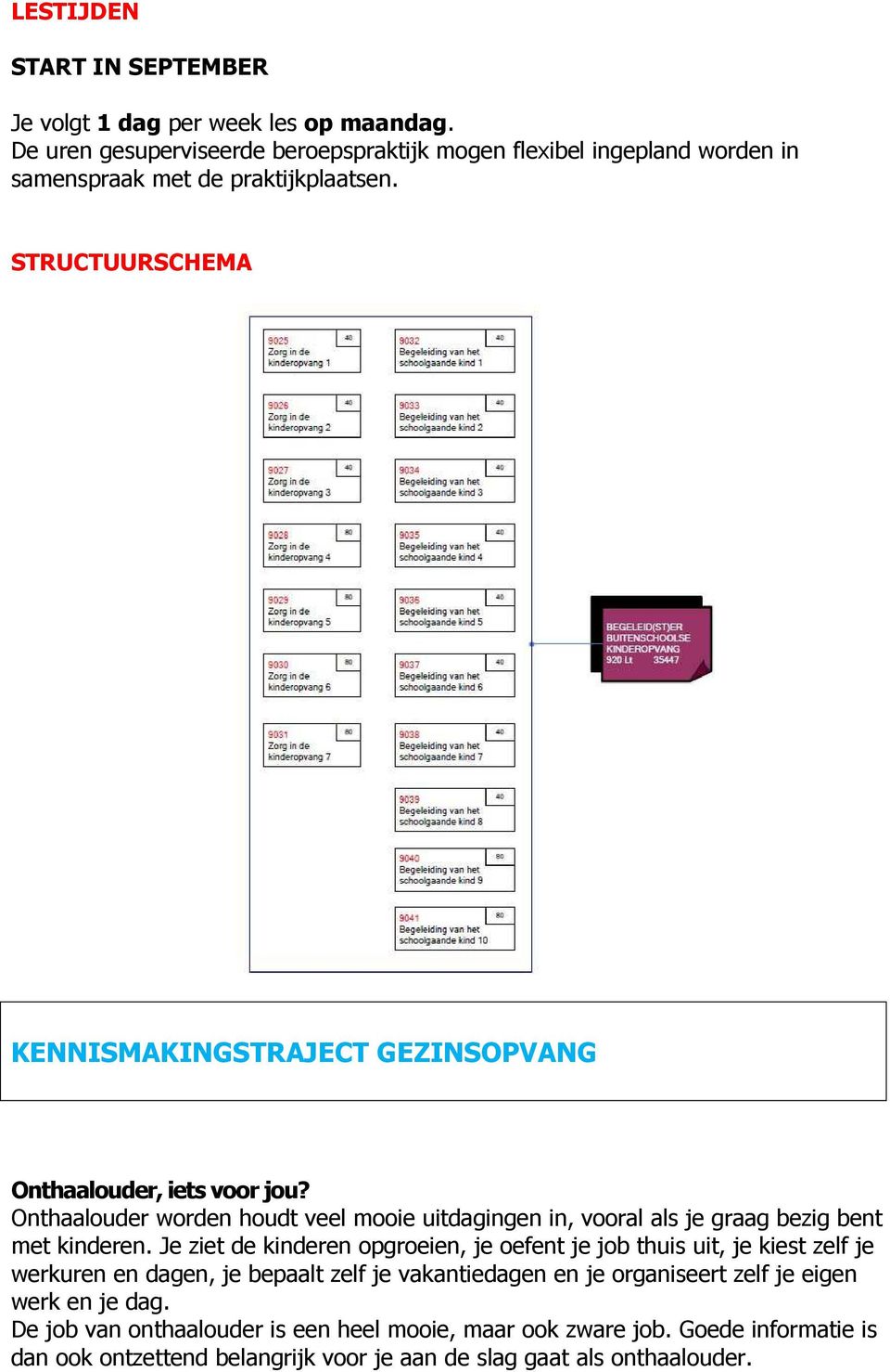 STRUCTUURSCHEMA KENNISMAKINGSTRAJECT GEZINSOPVANG Onthaalouder, iets voor jou?