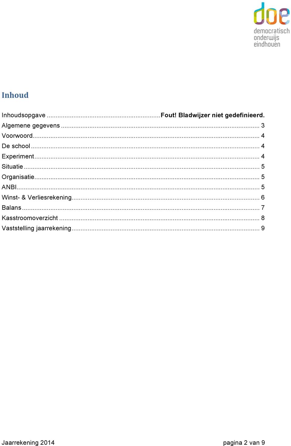 .. 4 Situatie... 5 Organisatie... 5 ANBI... 5 Winst- & Verliesrekening.