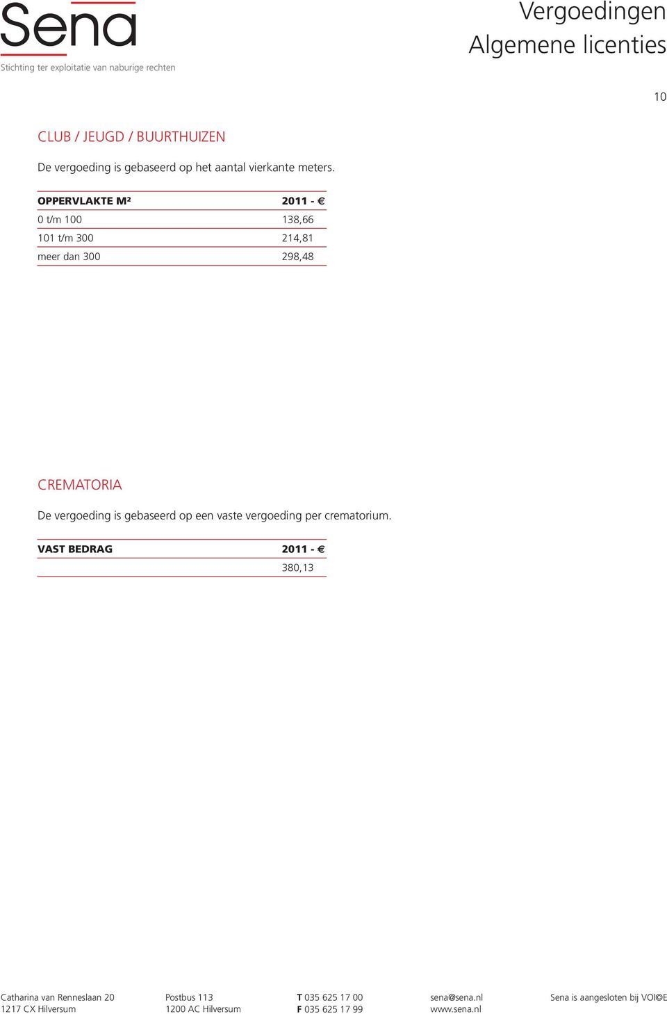 298,48 CREMATORIA De vergoeding is gebaseerd op een